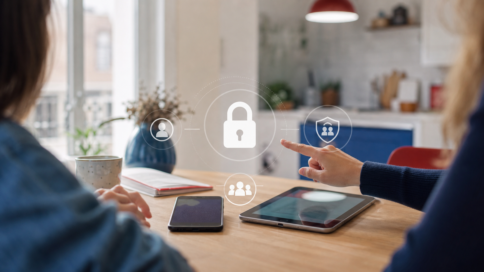 Concepto de teléfono bloqueado y controles de protección juvenil para acceso a redes sociales