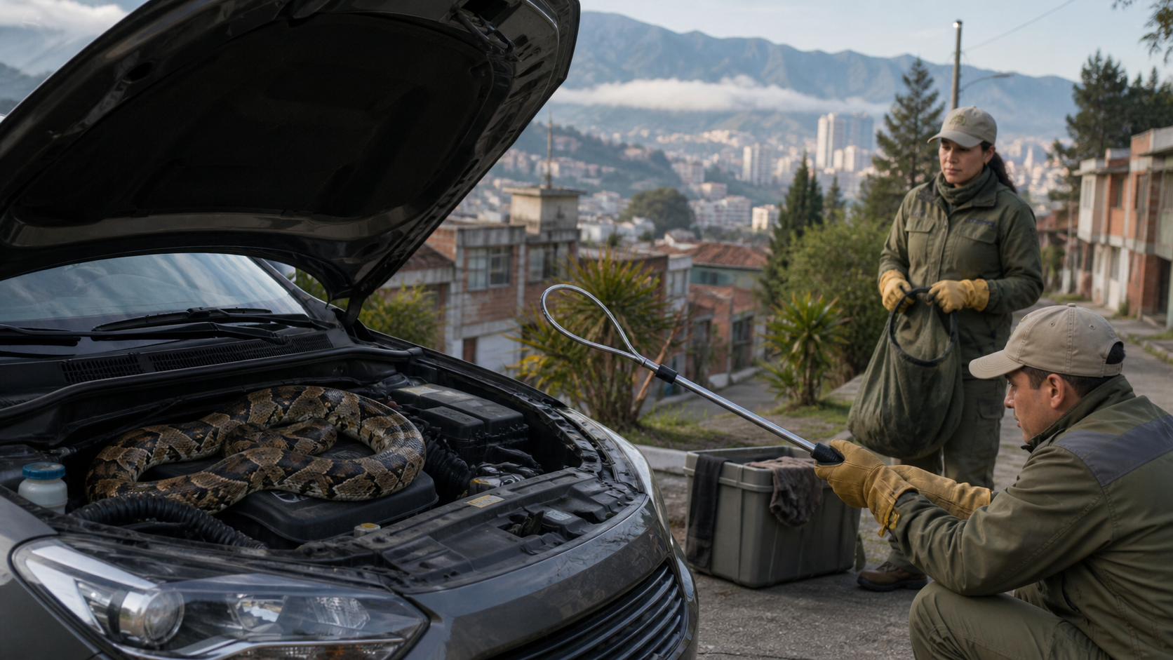 A 2.5-metre boa was found in a Bogotá car engine — it did not come from the river