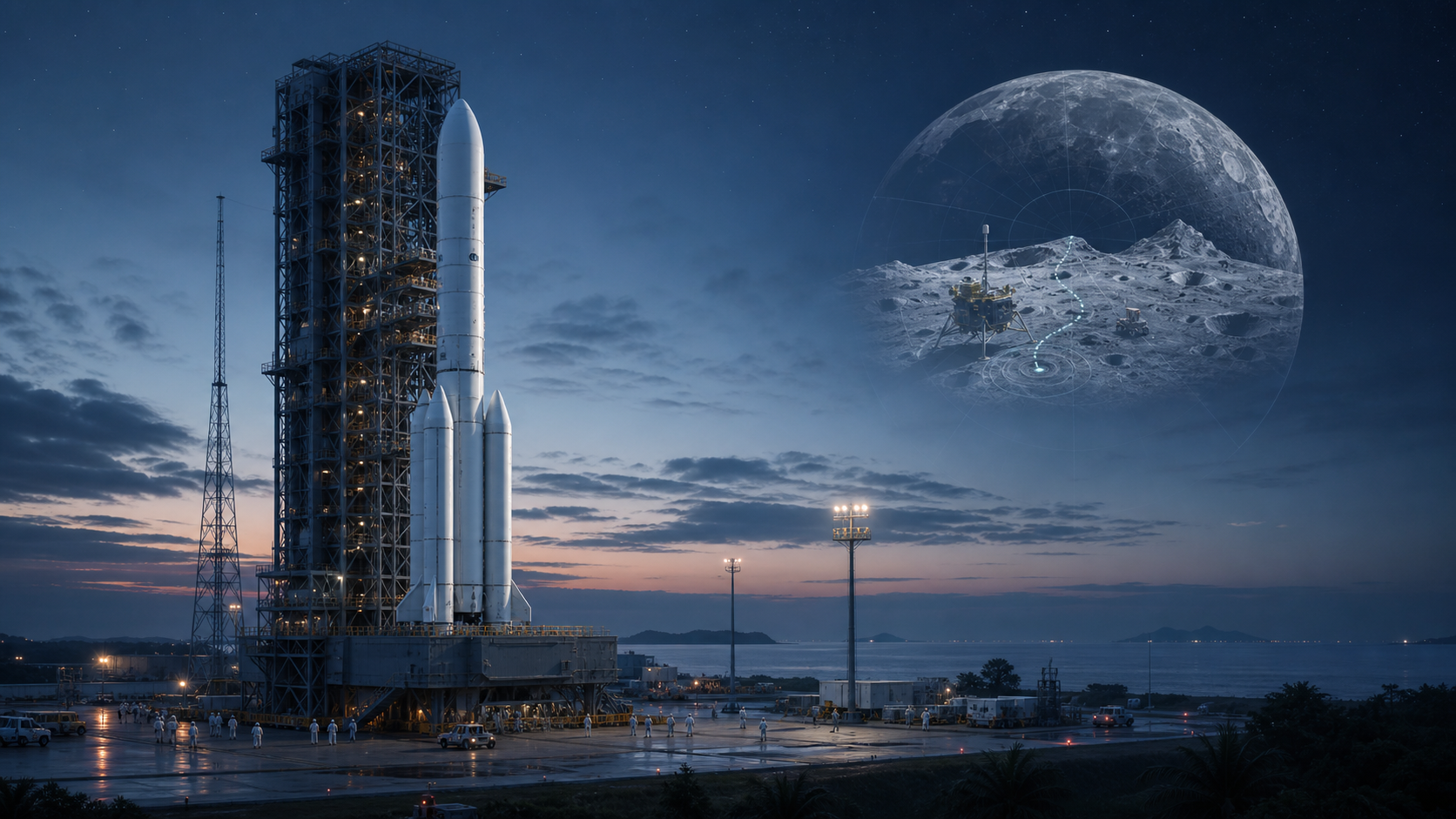 Chang’e 7 đã tới bệ phóng nhưng sẽ lỡ cửa sổ phóng năm 2026