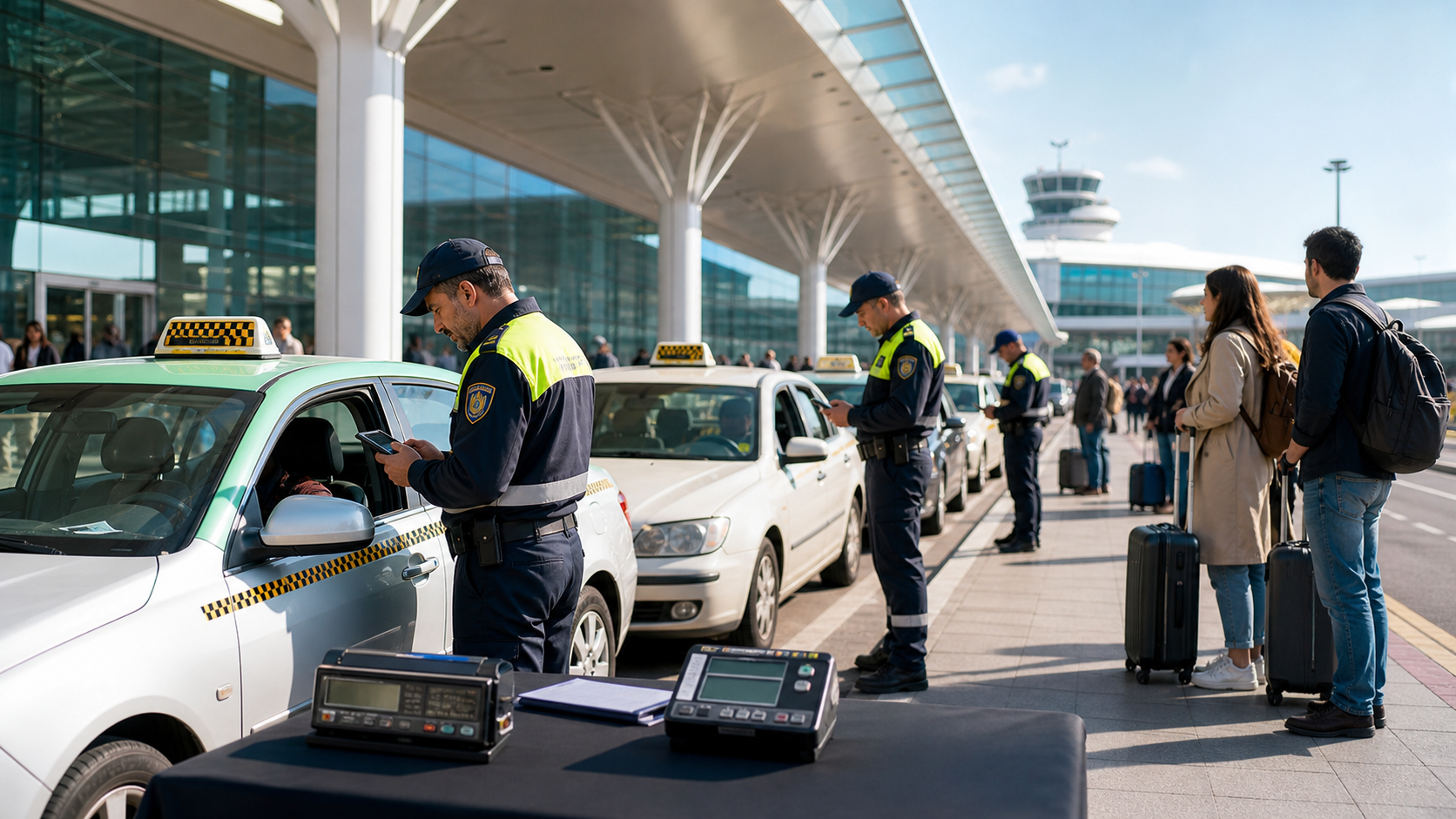 リスボン空港のタクシー約100台から違反67件、67台の摘発ではない