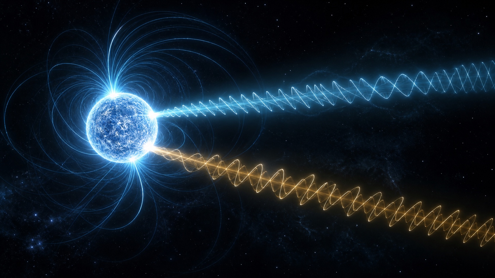 Ilustración del cambio de polarización de rayos X alrededor de un magnetar