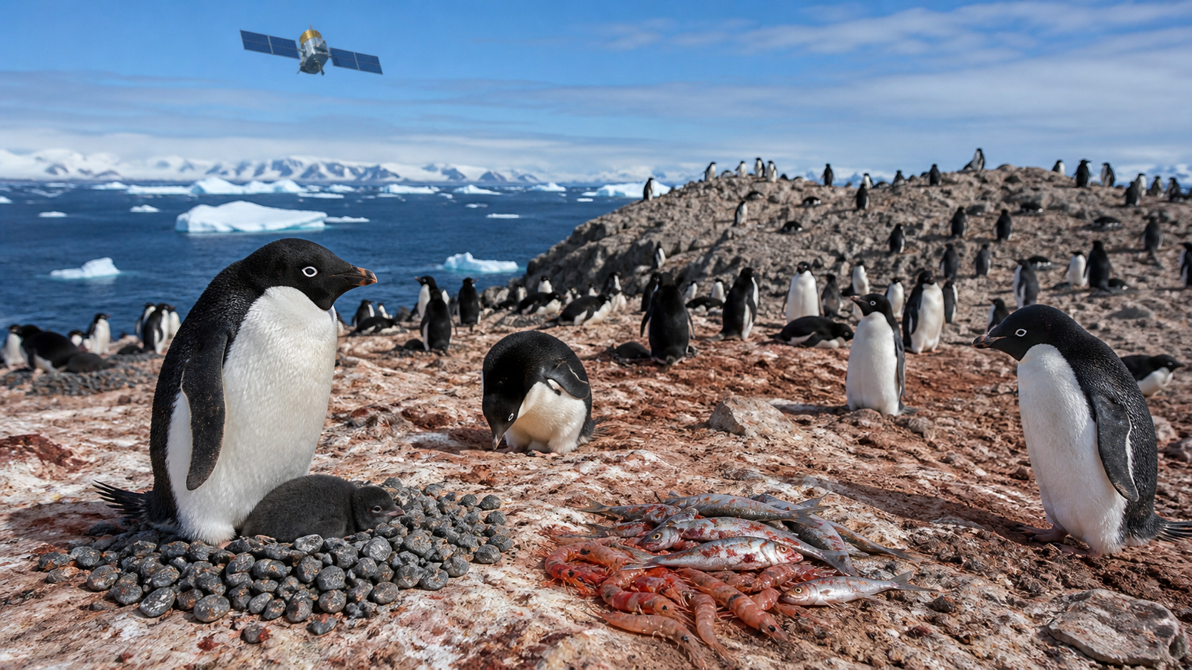 Satellite view of Antarctica's pink blobs reveals what penguins ate