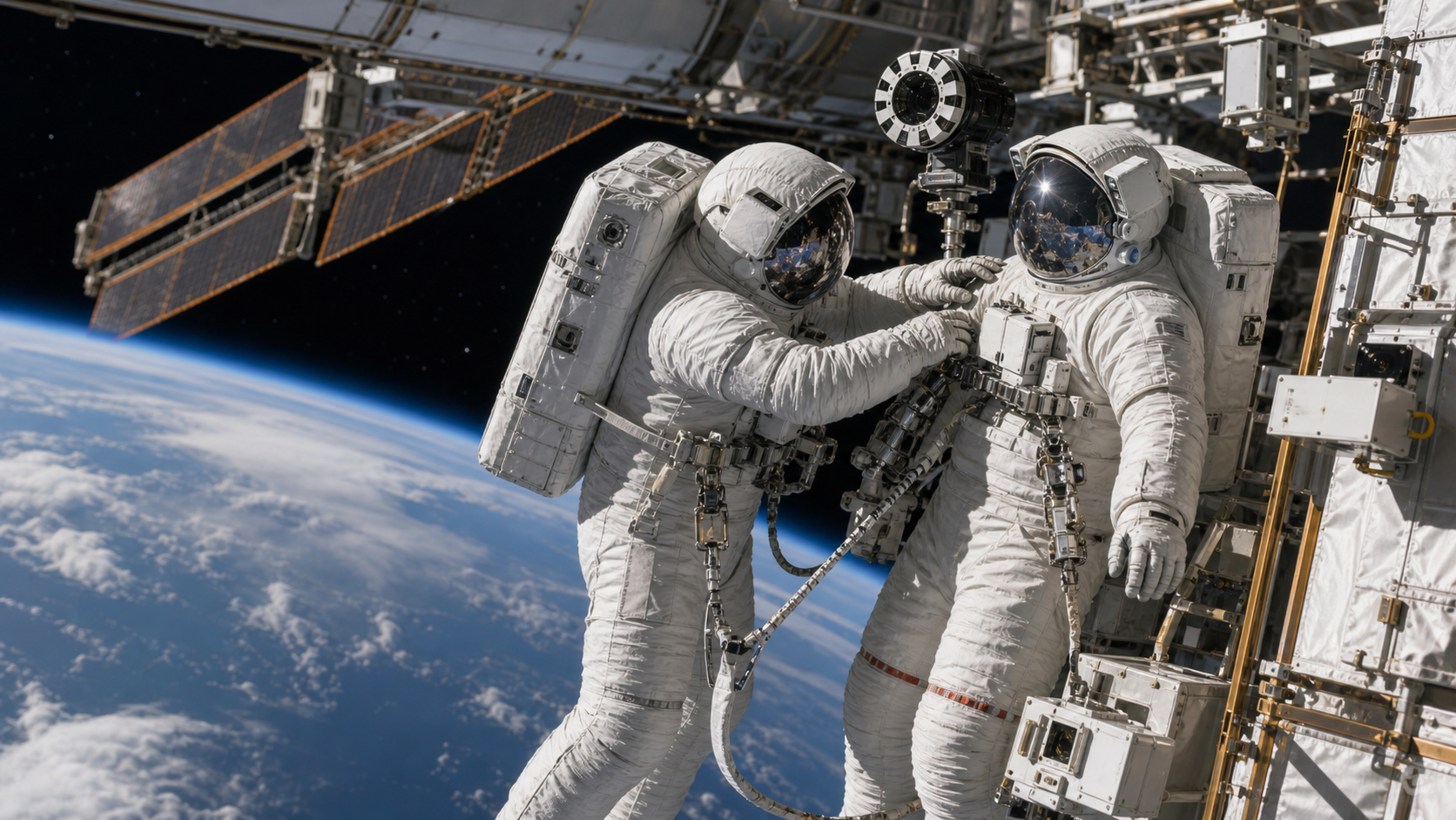宇宙服の肩の動きを妨げたグローブヒーターの配線… 6時間49分宇宙遊泳は安全終了
