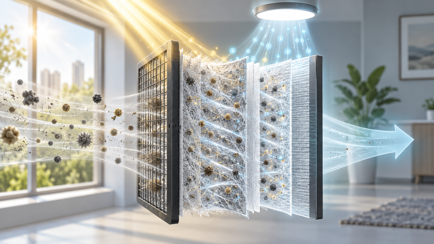 A light-recharged electrostatic filter retained performance for three months