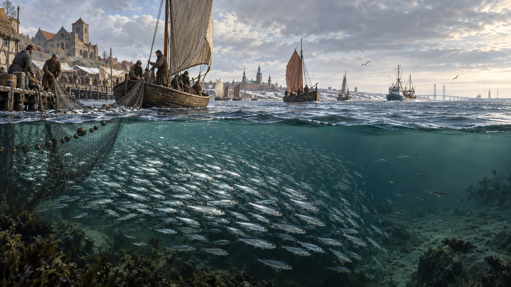 A herring fishery collapsed around 1570; comparable catches took about 400 years