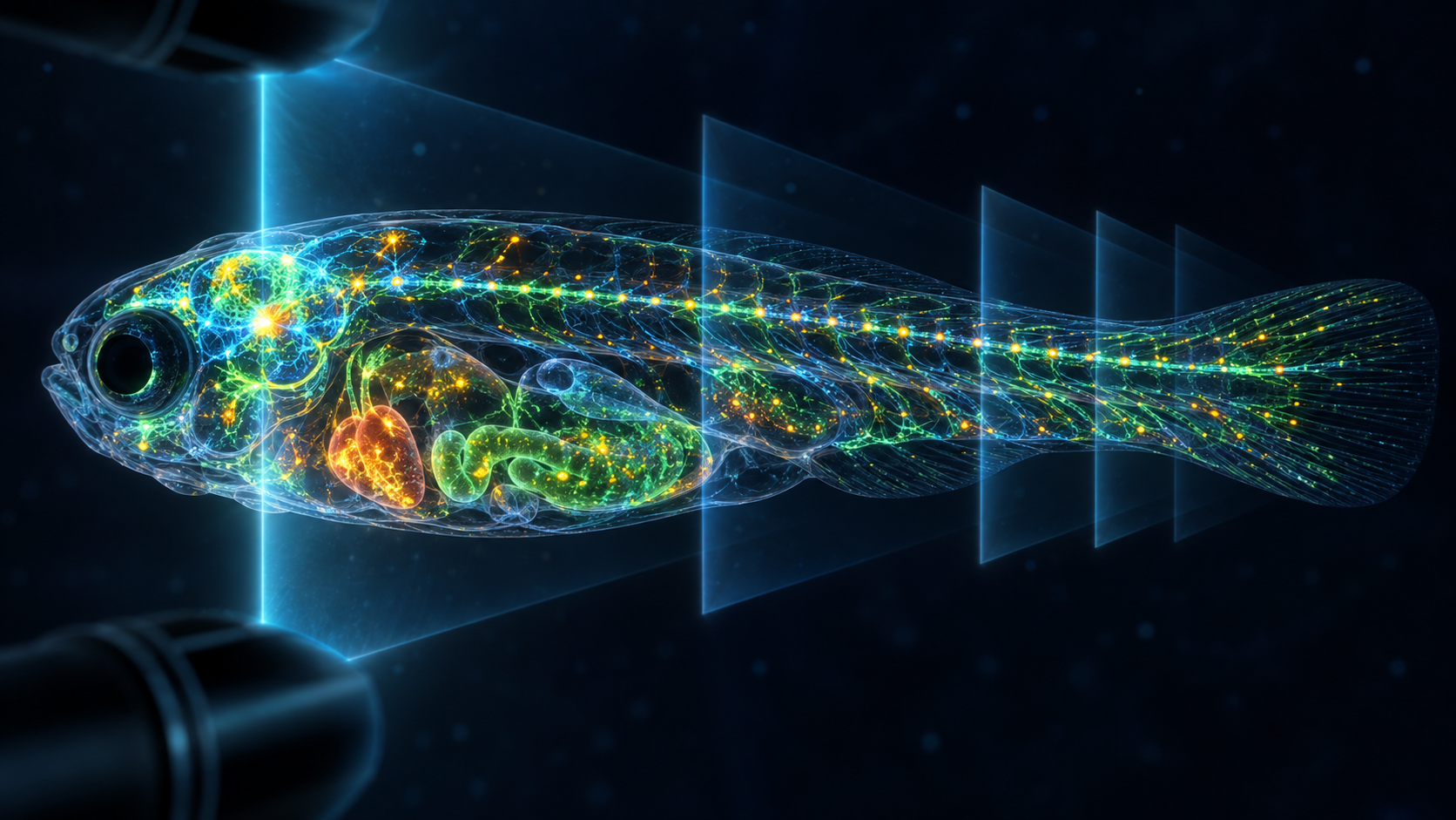 Observaron actividad celular del cerebro al riñón en un pez cebra vivo