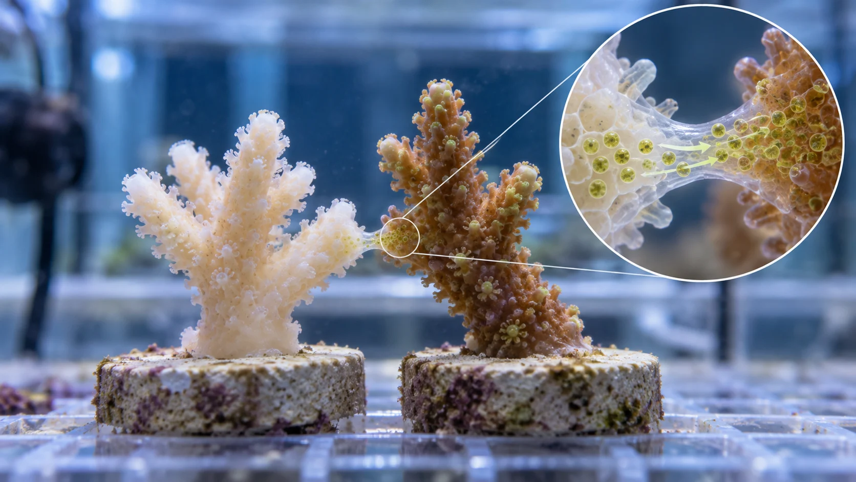 Un coral blanqueado se recuperó en siete semanas al tocar un clon sano