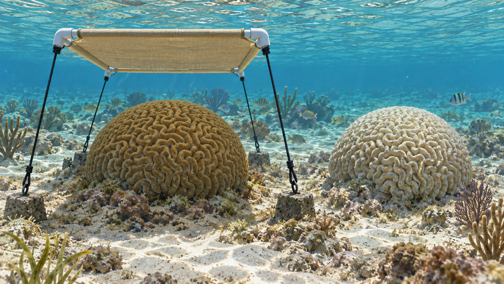 Small shades reduced coral paling during a heat event