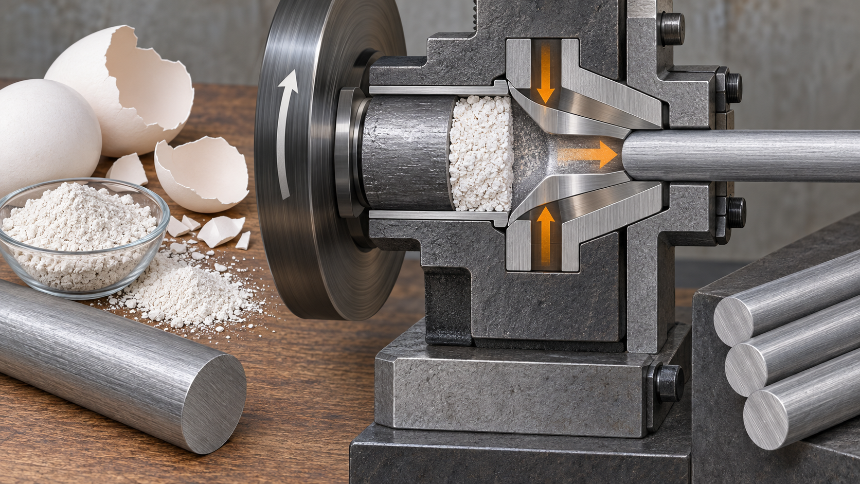 Eggshell powder goes inside a magnesium rod