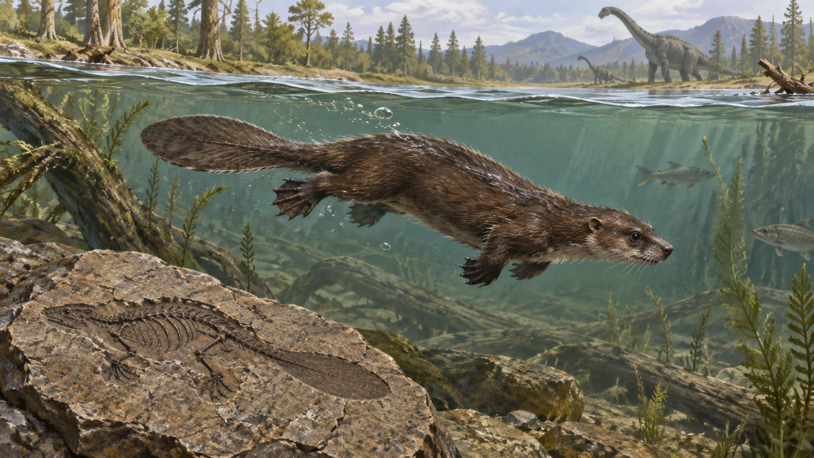 Hóa thạch loài bơi thời Jura cho thấy cấu trúc nuốt giống thú hiện đại